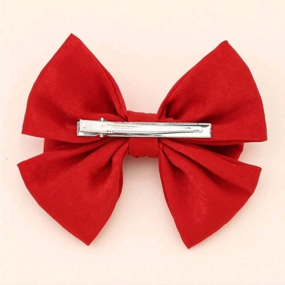 Red Hair Bow Barrette - Picture 2 of 3